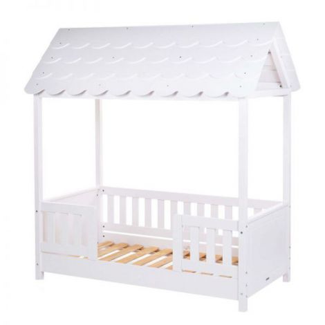 Pat Casuta Childhome cu protectii laterale 70x140 cm lemn alb - imagine 8